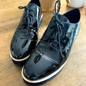 Eileen Fisher Eddy Black Patent Leather Oxford 10